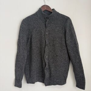 BRAX FEEL GOOD Mens Small Gray Wool Jeffrey Long Sleeve Button Front Cardigan W8